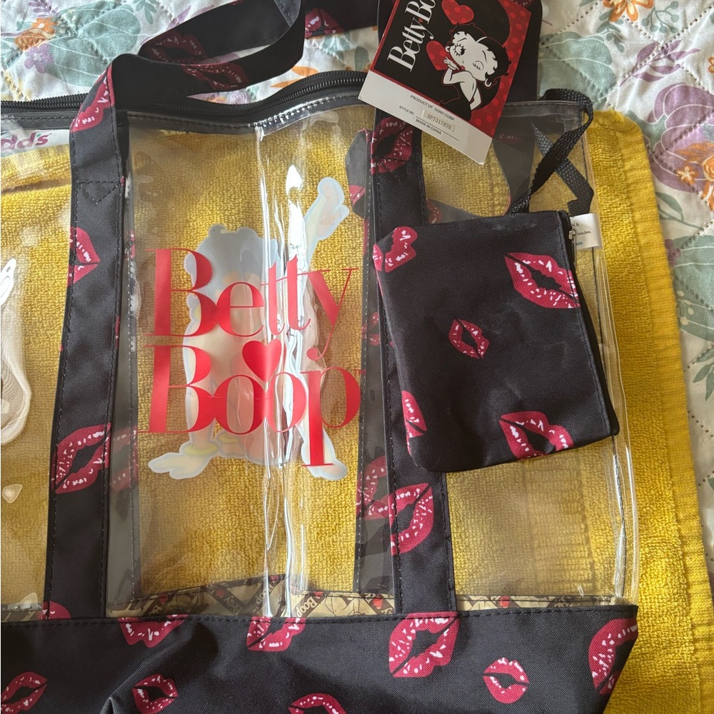 Betty Boop Transparent Tote with Black and Red Lip Accents